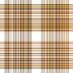 Woodland white tartan seamless pattern textile. Tonal autumnal forest plaid with organic texture. Background of orange stripe for rough wallpaper. 