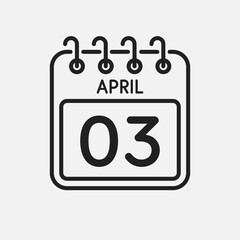Icon page calendar day - 3 April