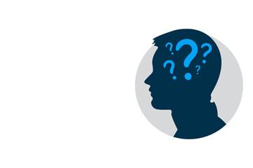 silhouette of a man with question marks