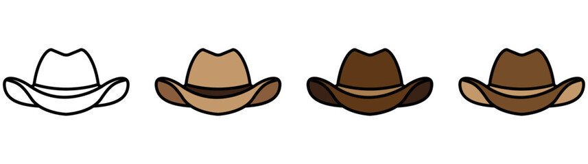 cowboy hat icon set, vector illustration