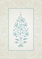 wedding card design, paisley floral pattern , India	