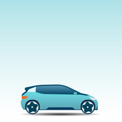 Vector banner with electric car.  Isolated electric car. Vector illustration. Modern SUV car. Side view of a crossover vehicle isolated on white background. Vector car icon for road traffic and transp