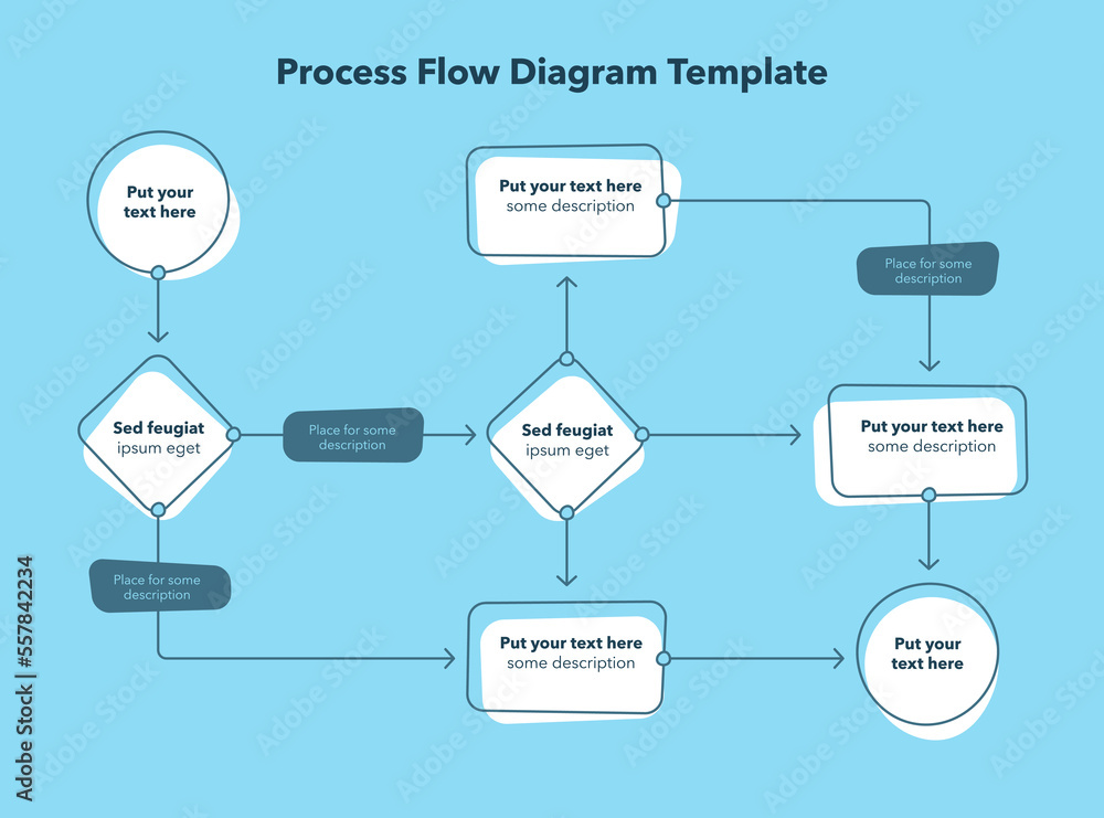 Aufkleber Modern infographic template for process workflow diagram - blue version. Flat infographic design.