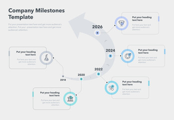 Business infographic for a road map timeline. Flat creative diagram with minimalistic icons.
