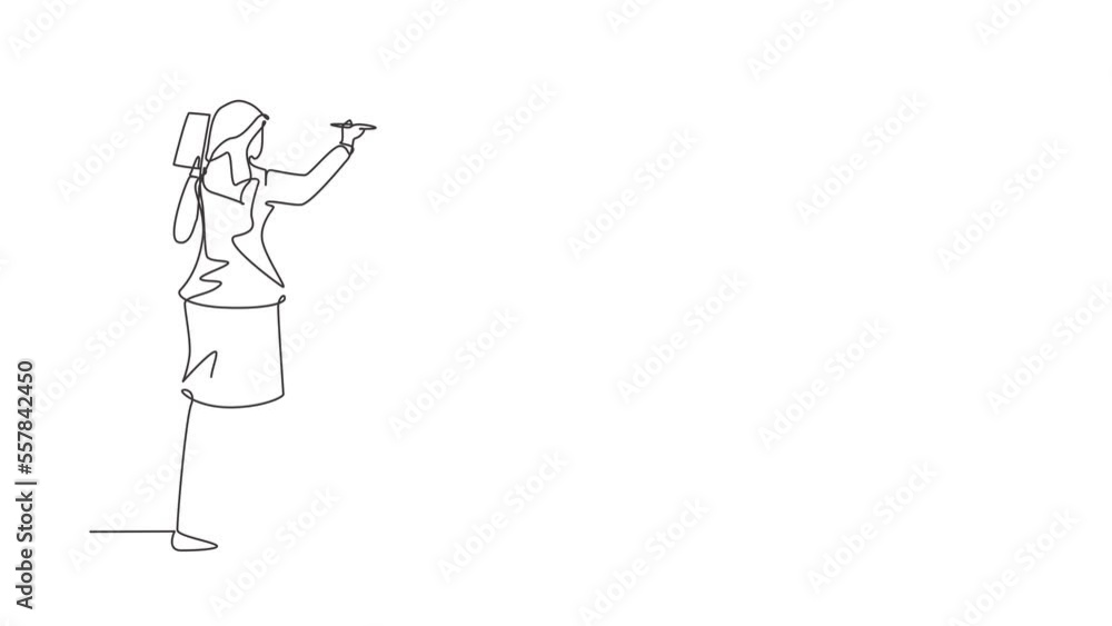 Aufkleber animated self drawing of continuous line draw business professor teaching explaining and writing for