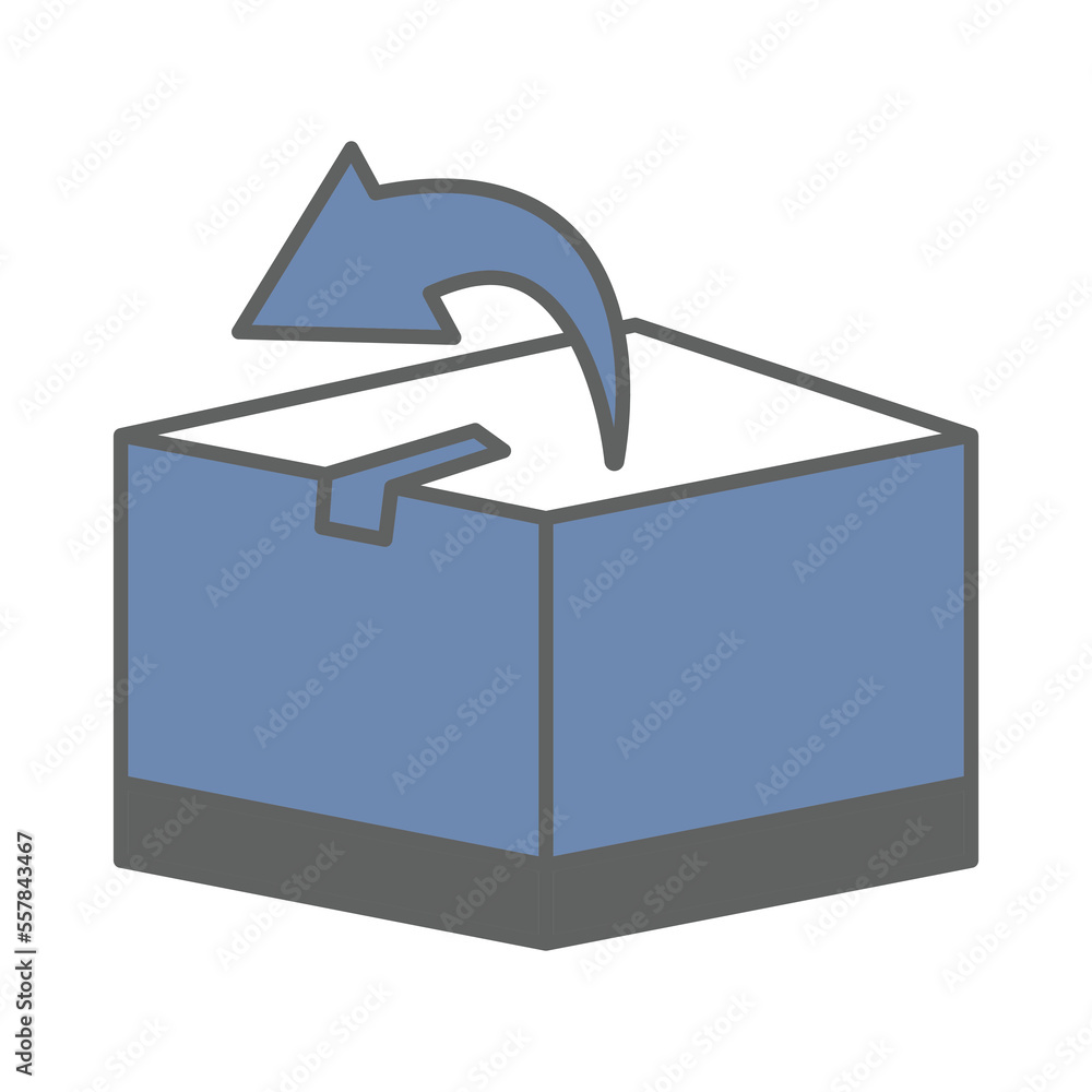 Poster cargo box icon illustration with left arrow. suitable for return icon. icon related to logistic, del