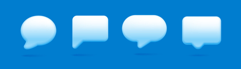 3d speech bubbles on blue for chatting online. Vector message speech for chat, bubble to communication icon illustration