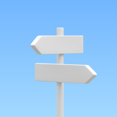 3d realistic street sign isolated on light background. Direction sign post with arrow. Signboard pointer with wooden pole. Vector illustration