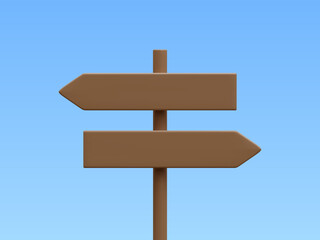 3d realistic street sign isolated on light background. Direction sign post with arrow. Signboard pointer with wooden pole. Vector illustration
