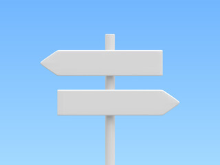 3d realistic street sign isolated on light background. Direction sign post with arrow. Signboard pointer with wooden pole. Vector illustration