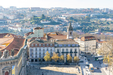 Porto, Portugal - December 07, 2022: details of the unique buildings of the historic center of the...