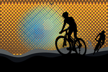 Fototapeta na wymiar silhouette of cyclist