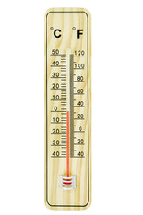 Thermometer aus Holz 0 Grad Celsius und Fahrenheit   Hintergrund transparent PNG cut out