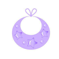 3d rendered lilac bib. Elements on white background. Vector