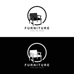 furniture logo, home furnishing design, room icon illustration, table, chair, lamp, frame, clock, flower pot