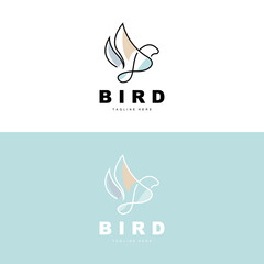 Bird Logo, Bird Wings Vector, Minimalist Design, For Product Branding, Template Icon Illustration