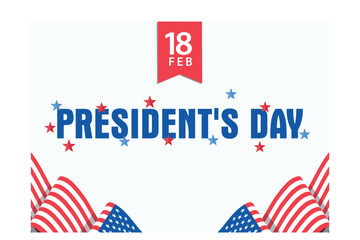 Typography of President's Day decorated with stars in USA flag color on white background, flat vector modern illustration