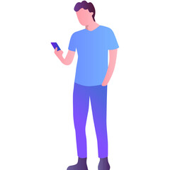 Fototapeta na wymiar Man texting message using phone vector icon