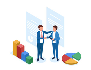 Obraz premium Successful business contract between partners concept. Vector of contract partnership and business concept handshake, deal of success and agreement illustration