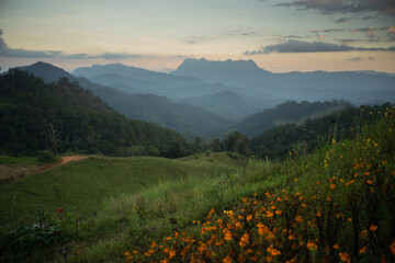Beautiful landscape and destination of Chiangmai : Doi Luang Chiangdao view point at Hadubi village ,Chiangmai ,Thailand
