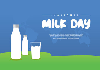 National milk day poster isolated on blue background celebrated on January 11.