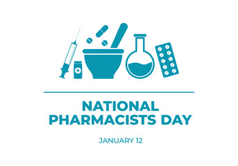 National pharmacist day isolated on white background celebrated on January 12
