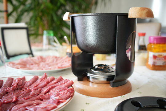 Swiss Fondue chinoise on the table