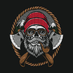 vintage skull lumberjack apparel design