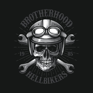 skull bikers motorcycle logo design
