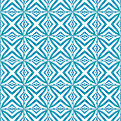 Fototapeta premium Medallion seamless pattern. Blue authentic boho