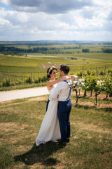 Wedding couple in the vineyards of Rheinhessen