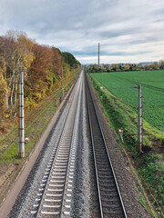 Fototapeta na wymiar New and old rail tracks in Magdeburg, Germany