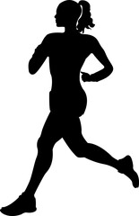 Silhouette of a running man. Running sprint girl. Marathon for speed. Athlete. Athletics. Kind of sport.