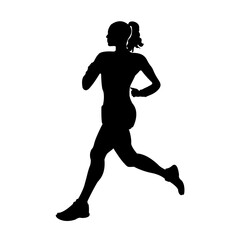 Fototapeta na wymiar Silhouette of a running man. Running sprint girl. Marathon for speed. Athlete. Athletics. Kind of sport.