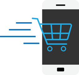 Mobile shopping icon or vector image