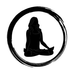 Silhouettes of a woman. Yoga pose for relaxation and meditation. Yoga. Lotus pose.