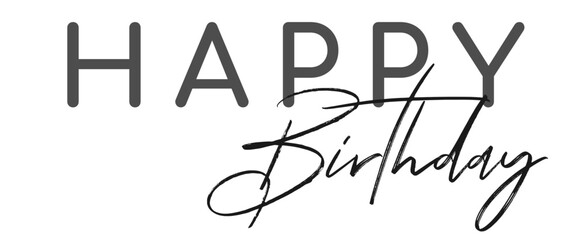 Happy birthday handwritten text lettering on white background.	
