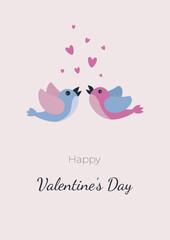 romantic card for Valentine's Day with couple of birds