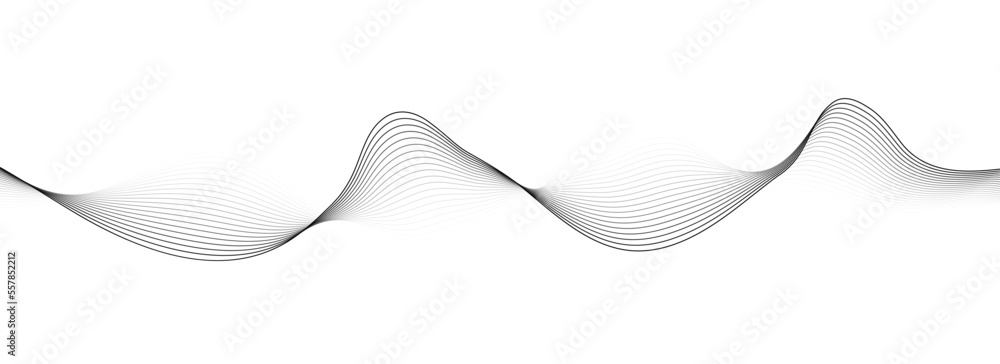 Poster abstract black smooth wave on a white background. dynamic sound wave. design element. vector illustr