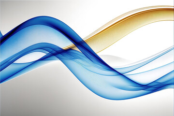 abstract blue and golden wave background, generative ai