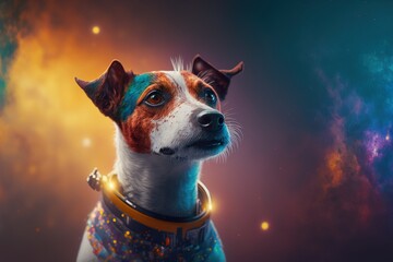 Dog in space suit. Cute Dog portrait in a Astronaut's Helmet. Generative AI