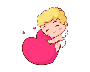 Cute Adorable Cupid cartoon character. Amur babies, little angels or god eros. Valentines day concept design. Adorable angel in love. Kawaii chibi vector character. Isolated white background.