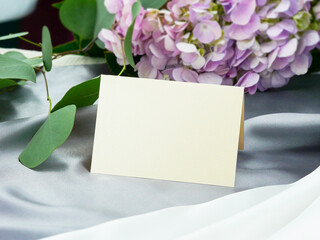 Mockup white blank space card, for Name place, Folded, greeting, invitation with clipping path