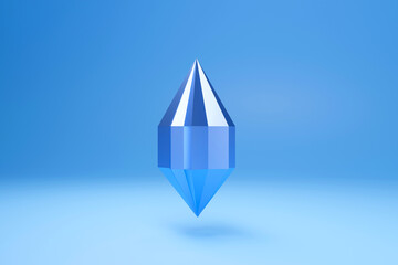 blue crystal point in 3d rendering design.