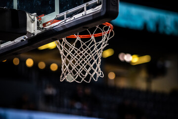 basketball game ball in hoop