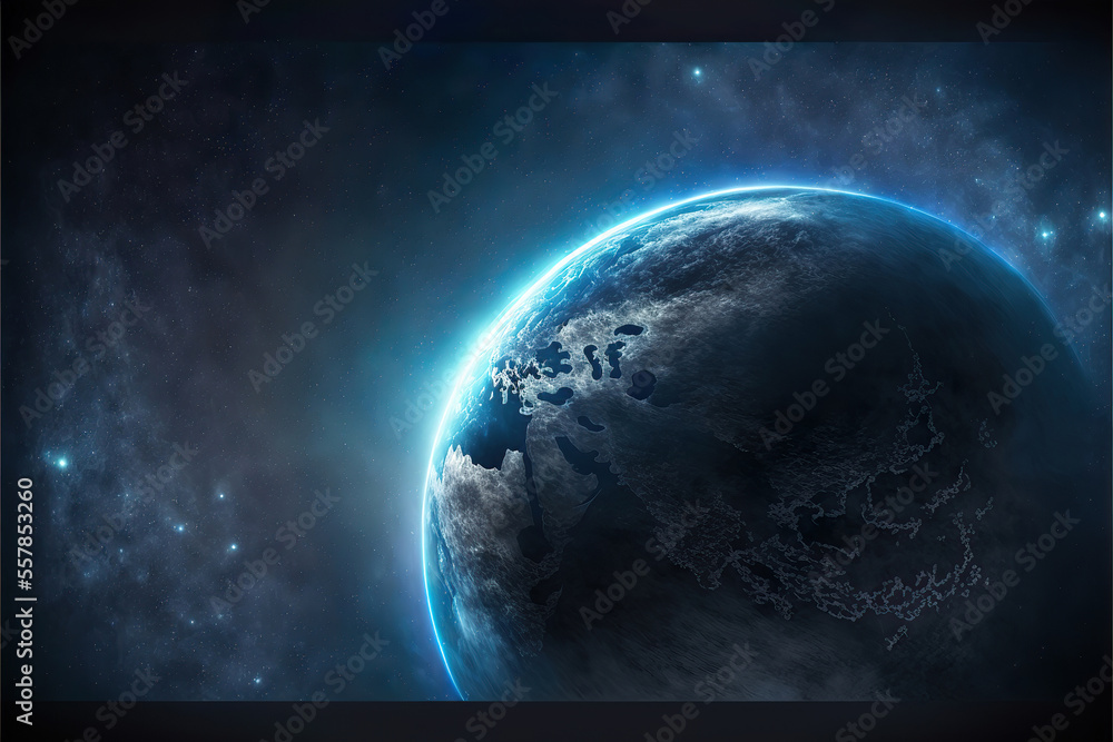 Canvas Prints mysterious alien blue planet in outer space, generative ai