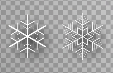 Winter snowflakes set vector with two elements and drop shadows