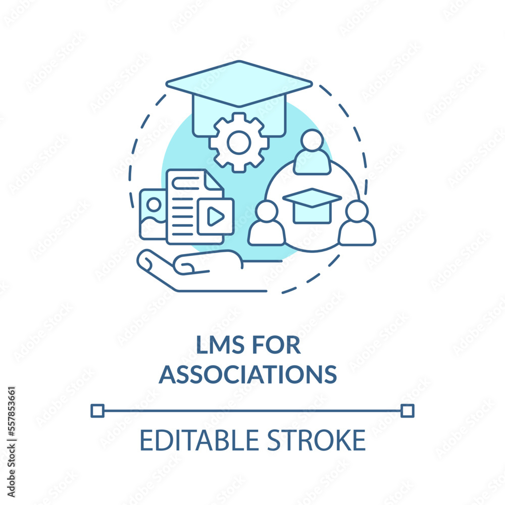 Poster learning management system for associations blue concept icon. lms deployment option abstract idea t