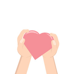 Hand Holding Heart Love Symbol Humanity and Charity Using Two Hand 