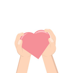 Hand Holding Heart Love Symbol Humanity and Charity Using Two Hand 